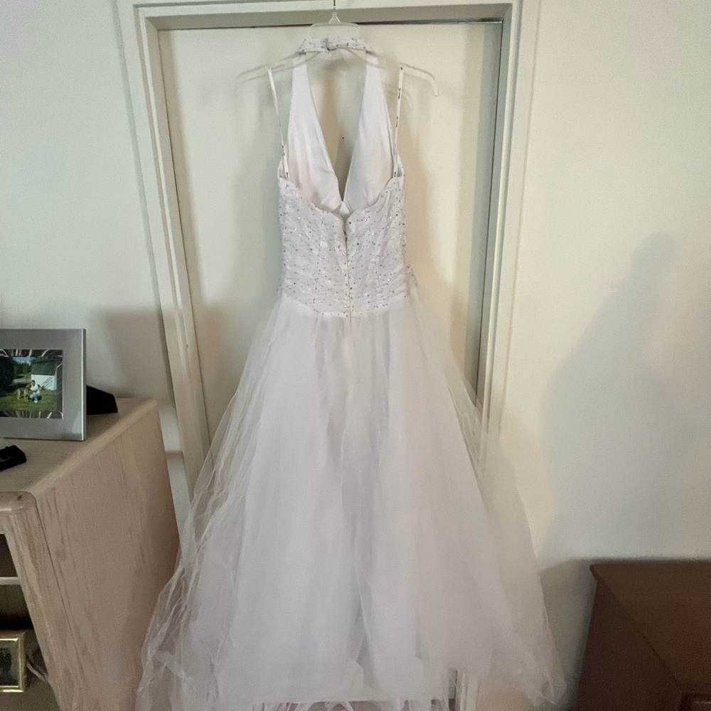 White halter ball gown